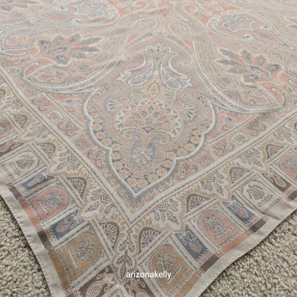 NWOT Altea Wool & Silk Large Square Scarf Muted Grey and Pink Hand-Stitched Hem - Picture 9 of 16